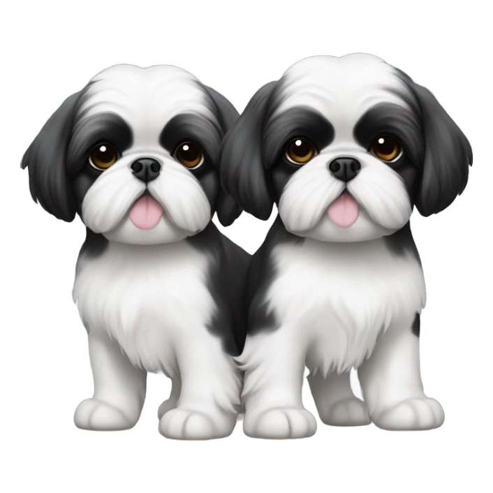 Shitz Tzu Beautiful two big faces black with white Puppies sticker