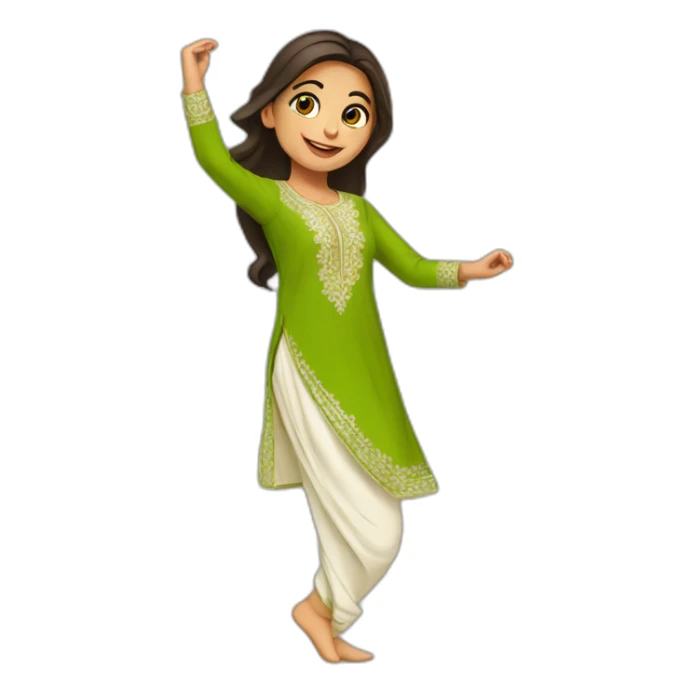 a pakistani girl wearing shalwar kameez dancing sticker