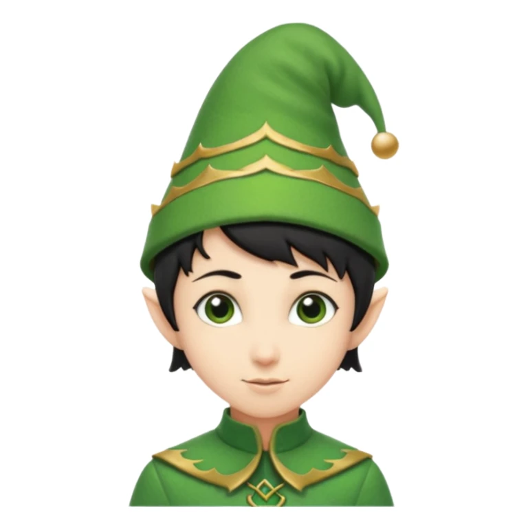 elf with short black hair and green hat sticker