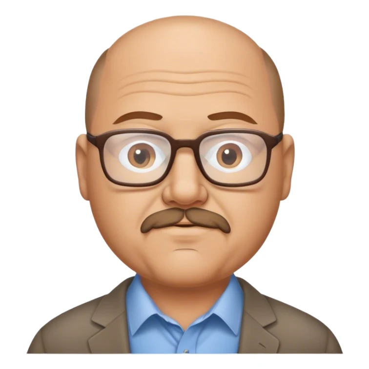 55 year old chubby brown haired balding man business casual with glasses and goatee sticker