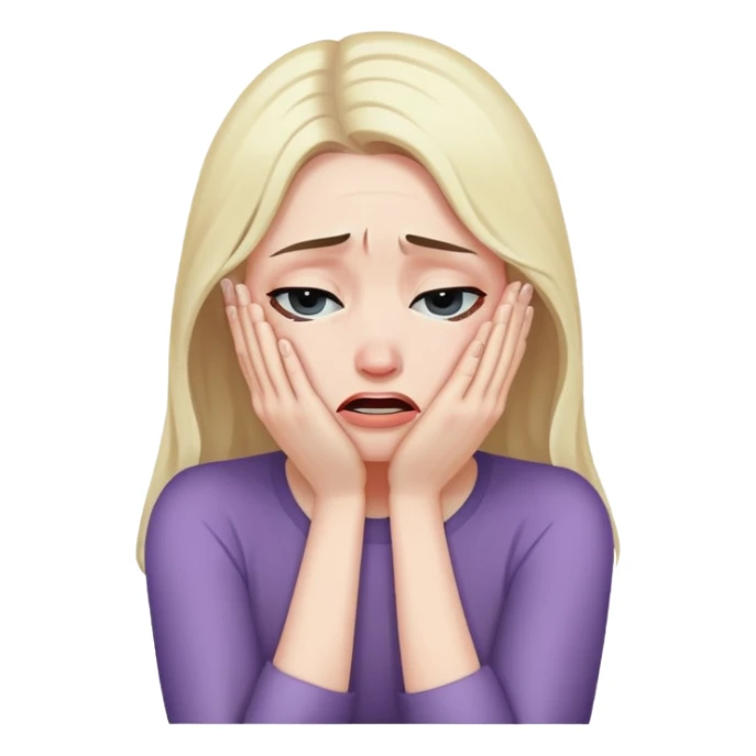 woman sitting and crying covering her face with her arms sticker