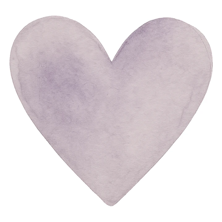 purple heart, painterly, watercolor art style, no text sticker