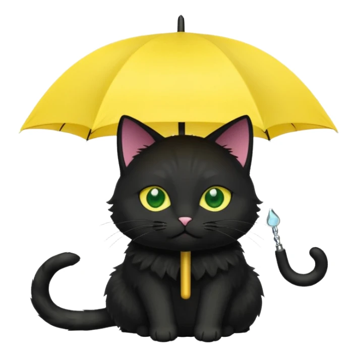 black cat is holding a yellow umbrella. sticker