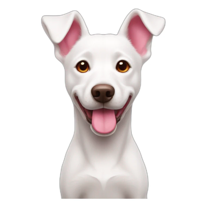 white dog with red heart nose and pink ears sticker