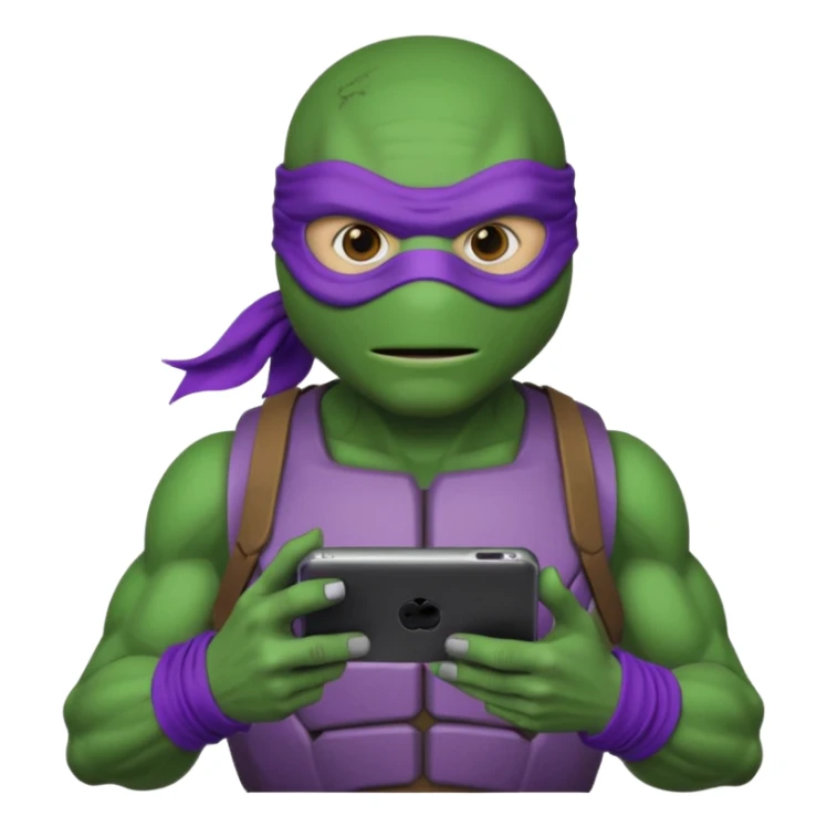 Donatello from Teenage Mutant Ninja Turtles, with a tech gadget sticker