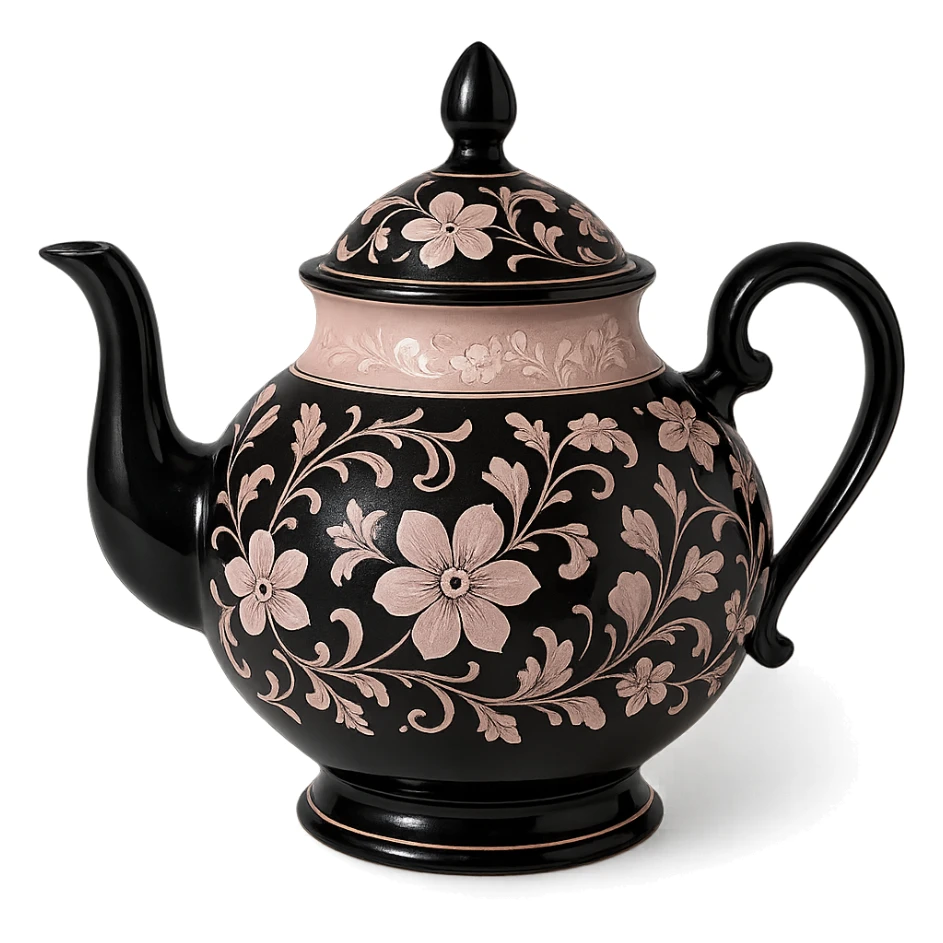 black and pink decorative teapot sticker
