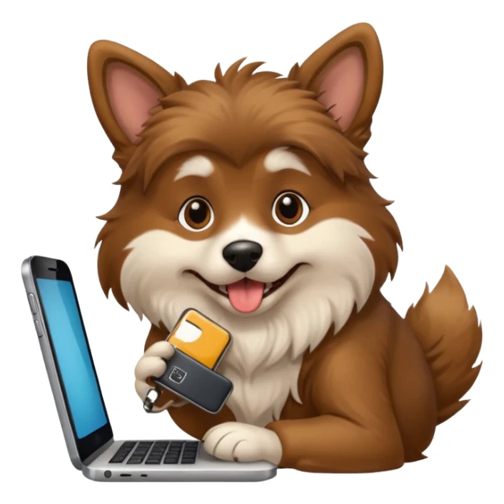 Cachorro ou amigo irritando o celular no computador sticker