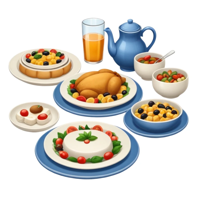 two tables with plates of food sticker