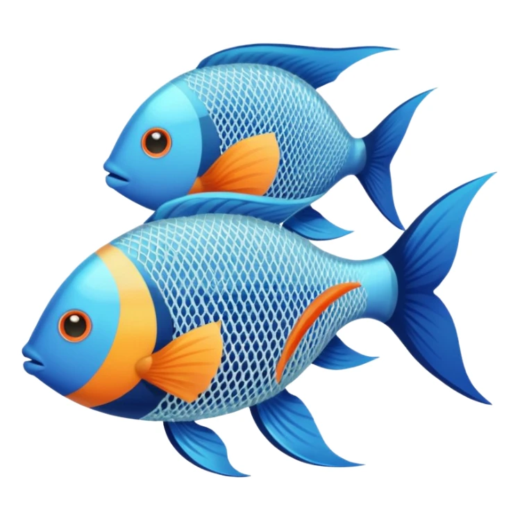 a net full of tropical fish. sticker