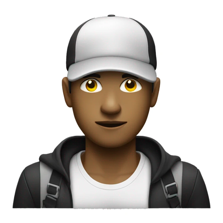 Robber hanging a bag with his left hand and wearing black and white cap and shirt and his body colour is yellow and his eyes are black sticker