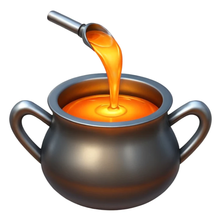 The crucible pours out metal. sticker