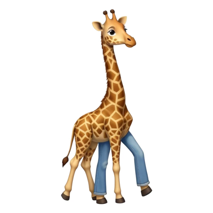 friendly anthropomorphised giraffe in jeans and t-shirt, walking upright sticker