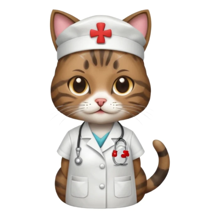 Brindle cat in nurse outfit sticker