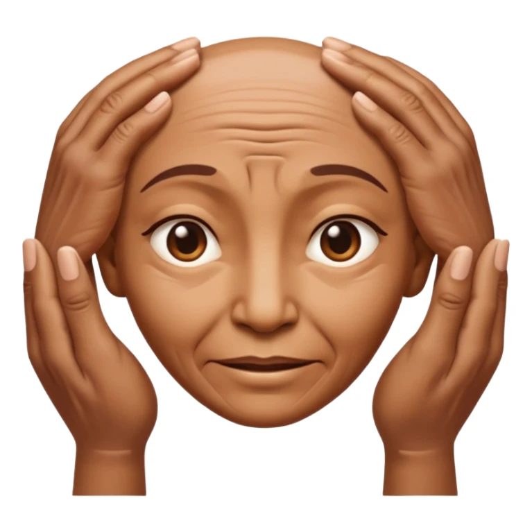 Simple emoji of a face with wrinkles being smoothed by hands, both hands gently stretching the skin, wrinkles visible on one part and smooth skin on the other, clear wrinkle-reducing effect, simple and easy-to-understand icon, no beauty or medical elements

 sticker