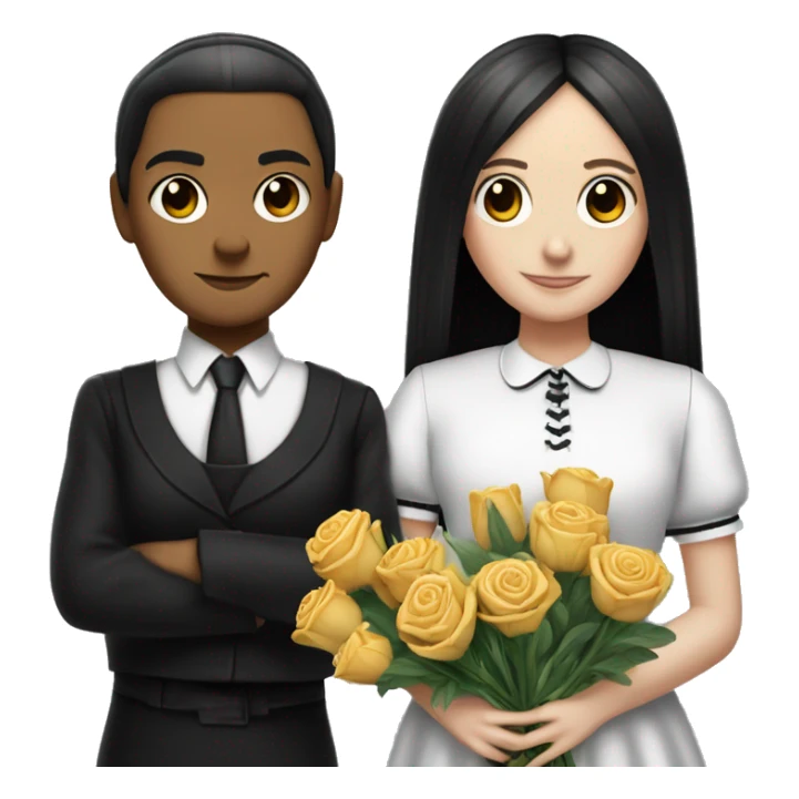 Mortica and Wednesday addams cut Flowers  sticker