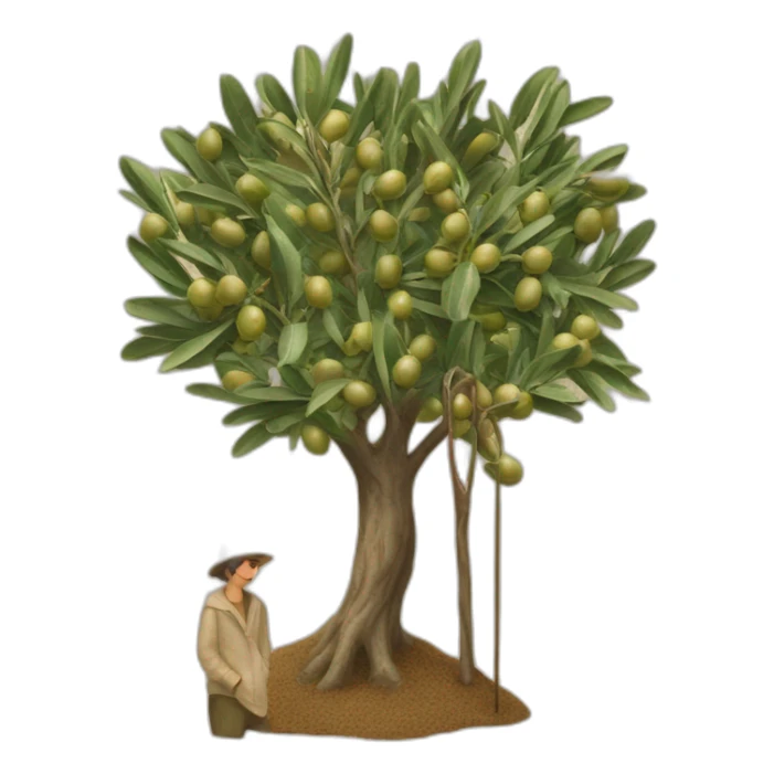 olive tree and people on vintage sweatwear with a stick sticker