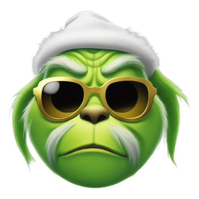 The grinch wearing a golden chain with sunglasses sticker