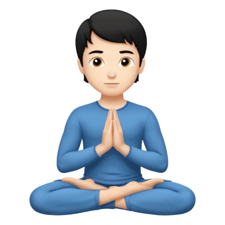 White boy with black hair doing namaste  sticker