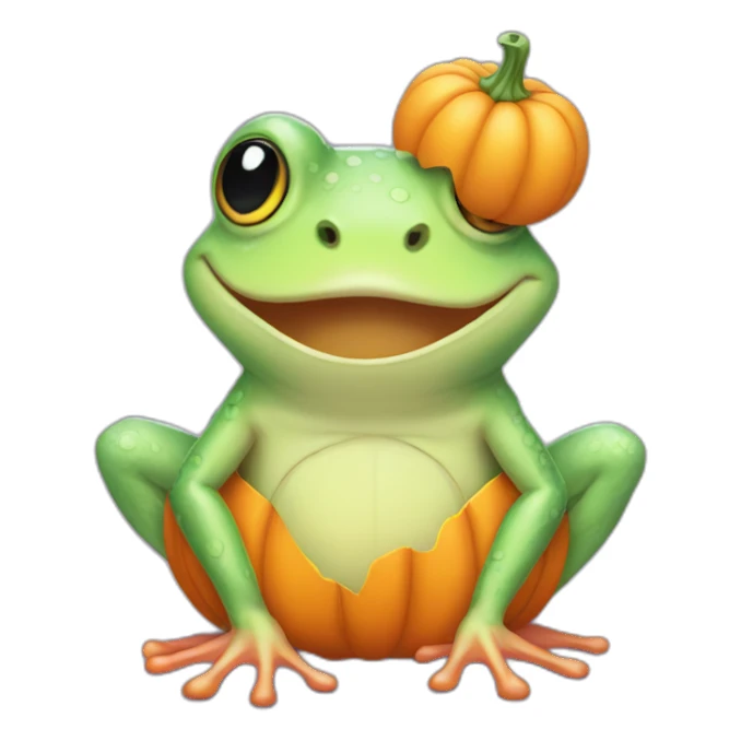 chibi frog dressed like pumpkin in pastel colors sticker