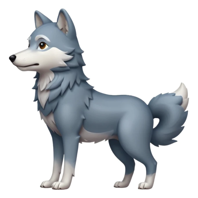Create a single emoji of a Wolf in full body, shown at a slight side angle in a natural, characteristic pose. Cute and stylized like an emoji, but clearly recognizable.
 sticker