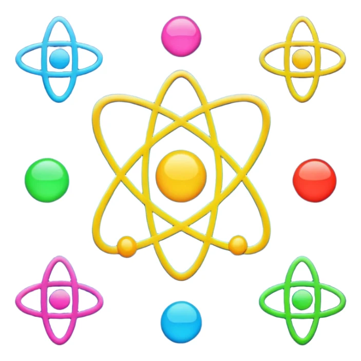 Generate 8 unique emoji-style icons representing chemical element tiles, atomic symbols, colorful science grid blocks, and laboratory chemistry themes. sticker