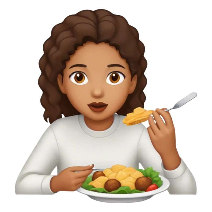 mixed girl eating food sticker