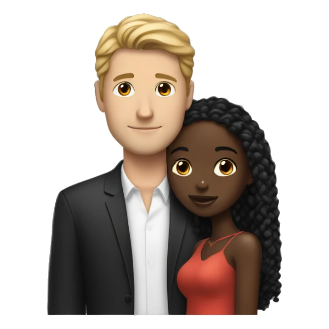 White man in love with Black girl sticker