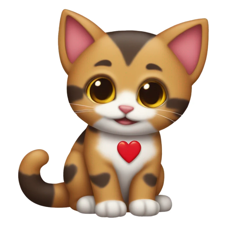 gatito tricolor rodeado de corazones sticker