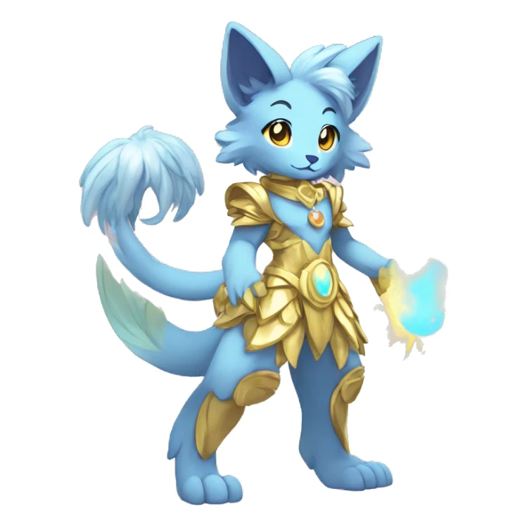 Anthro Sona Colorful Godly Celestial Shiny Fakemon Full Body sticker