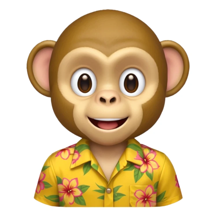 Monkey – cheeky grin, wearing yellow floral aloha shirt. sticker