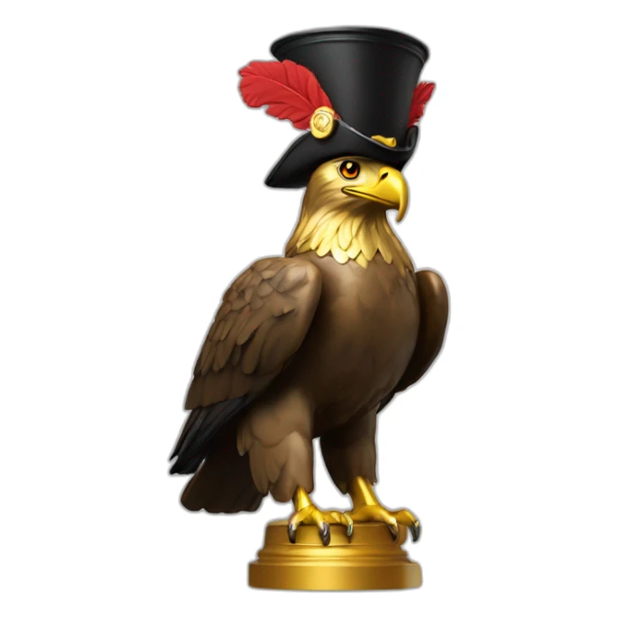 statue golden eagle with napoleon tricorne hat sticker