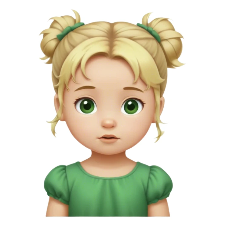 Blond baby girl with messybun green dress sticker