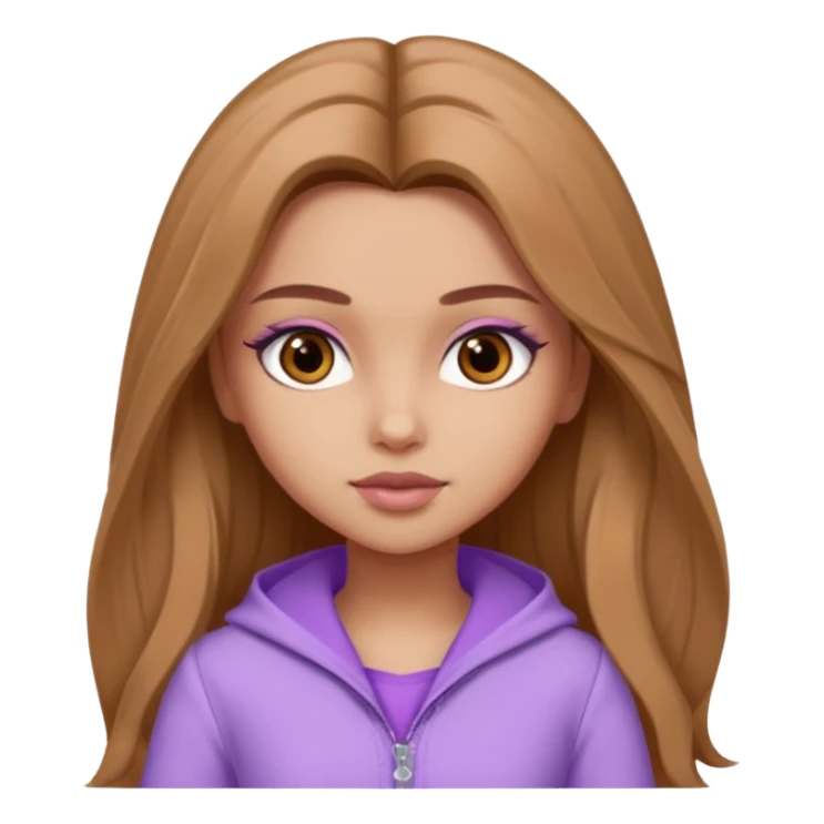 Bratz Yasmin light brown long hair brown eyes, Lilac outfit sticker