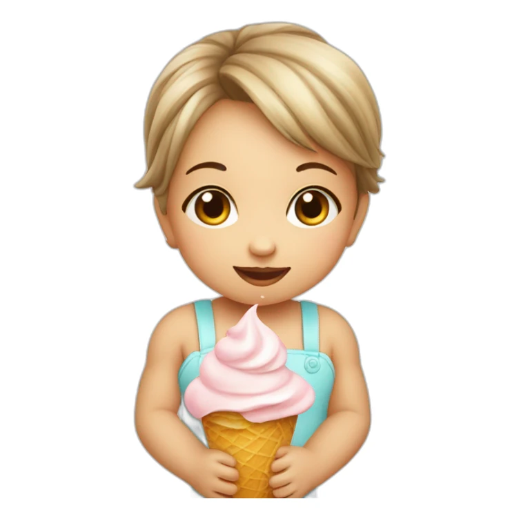 Cute little baby girl with icecream sticker