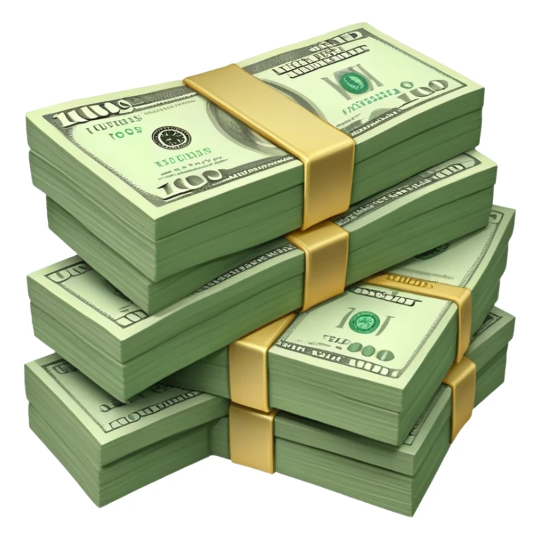 money stacked, muted green 100 dollar bills, soft luxury rich  sticker