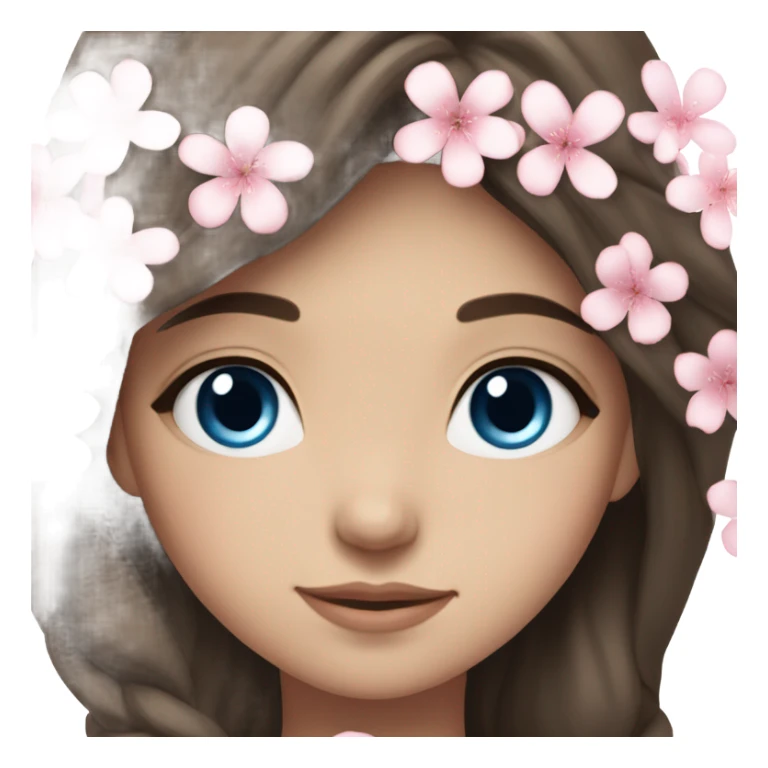 Wedding hair long with sakura bloom beautiful finished brunette girl with blue eyes  sticker