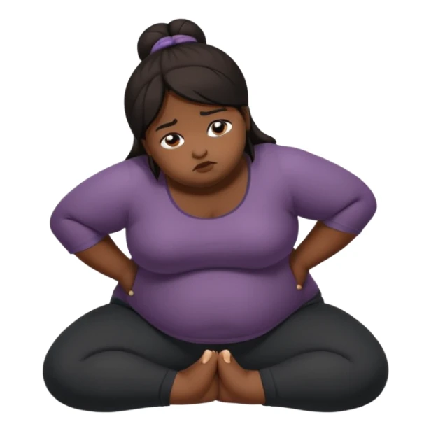 Sad fat girl doing crow pose dark hair sticker