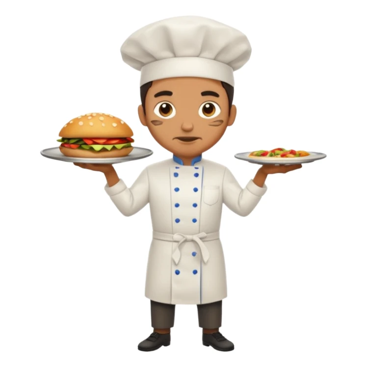 High resolution of   realistic full body chef distorted , no extra hybrid sticker