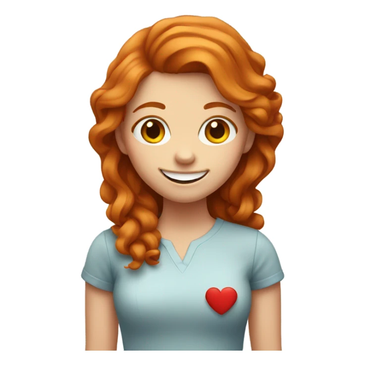 ginger pretty girl smiling with a heart sticker