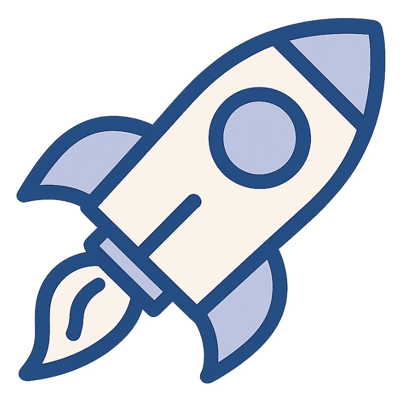 rocket icon, clean and simple, modern icon style, minimal color sticker