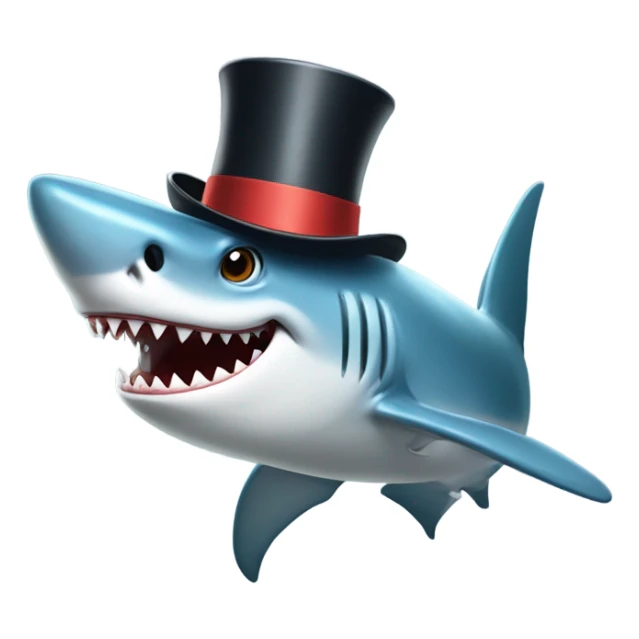 Shark with a top hat sticking tongue out  sticker