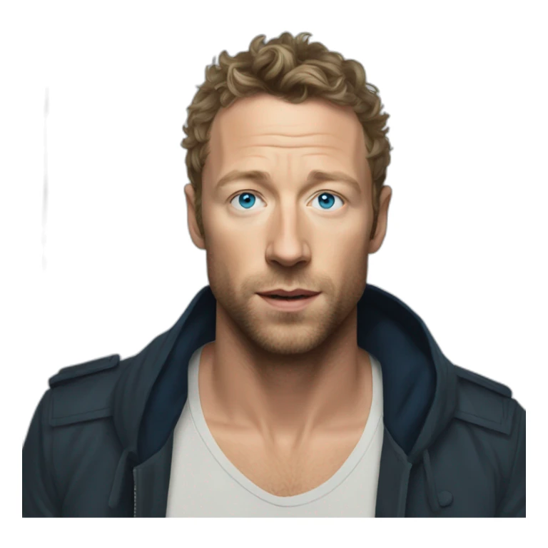 Chris Martin, Black hair, Blue eyes with stubble sticker