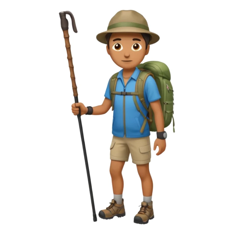 memoji face iphone: men, a solo hiker with carrying a few items and make it face only sticker