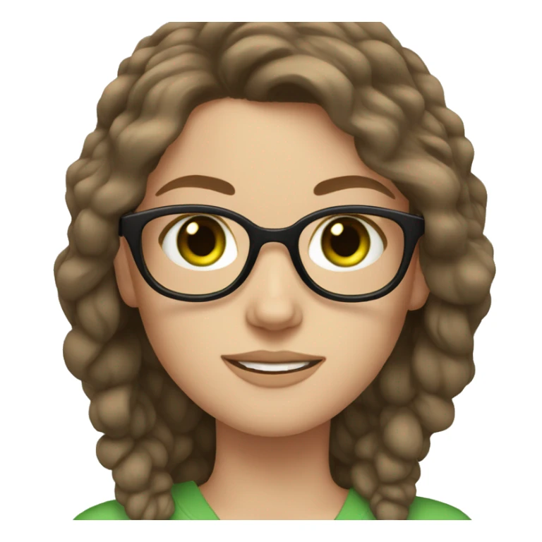 white girl brown hair glasses and green eyes sticker