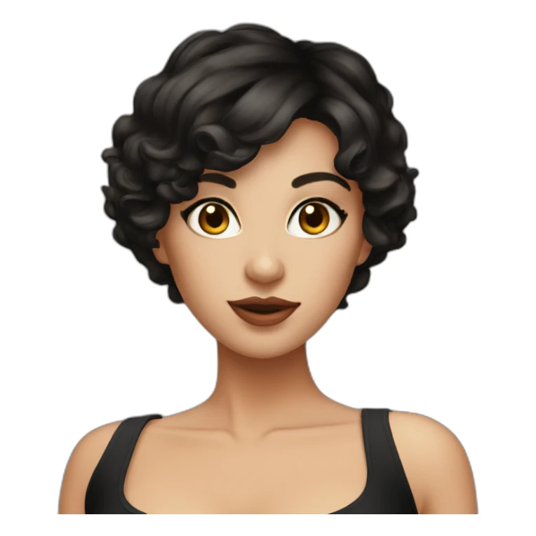 Sexy pixie Short hair brunette with black long dress sticker