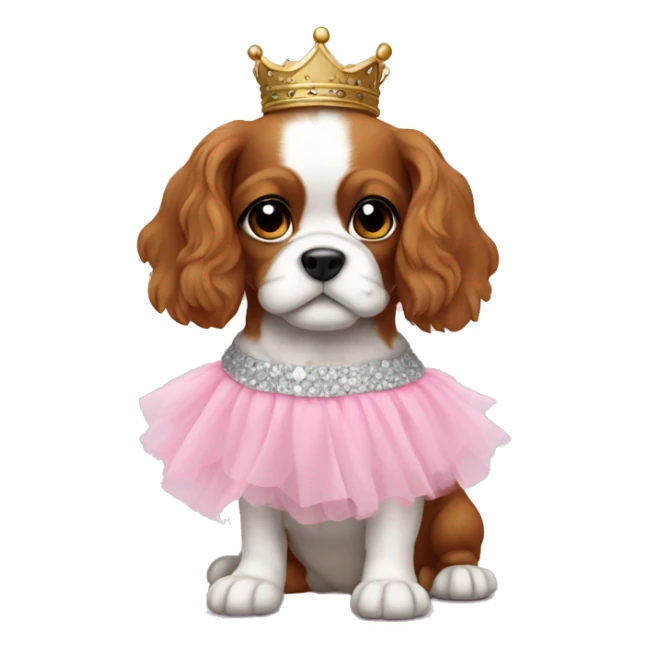King Charles puppy wearing a pink tutu sticker