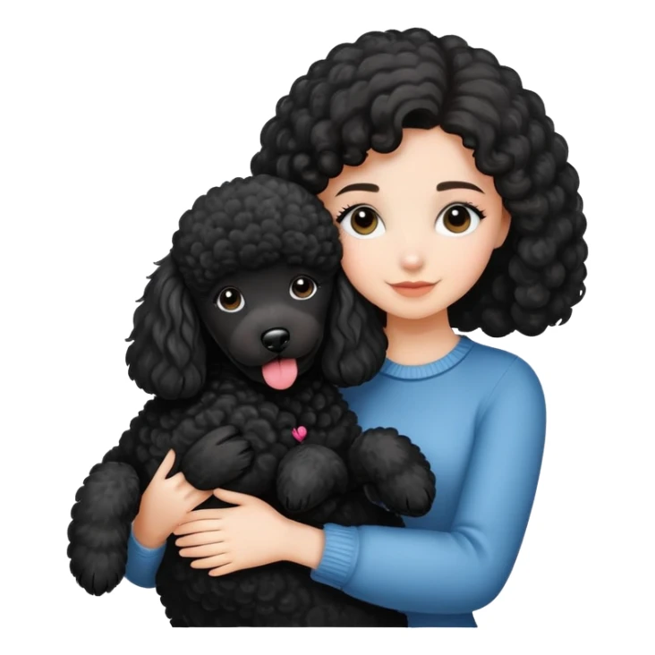 Beautiful girl hugging black poodle sticker