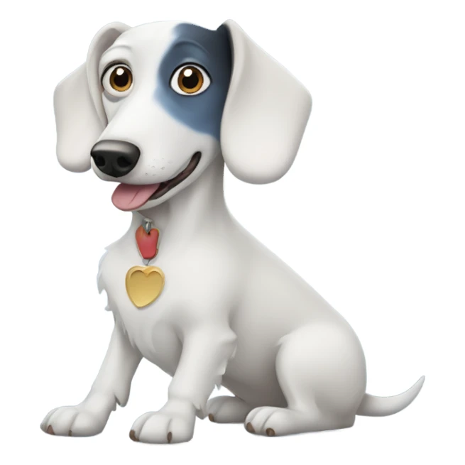 White dachshund next to a blue eyed husky sticker