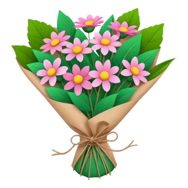 Pink Flower bouquet wrapped in kraft paper sticker