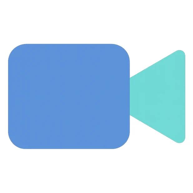 Video camera icon, flat emoji style, outline with blue and turquoise colors sticker